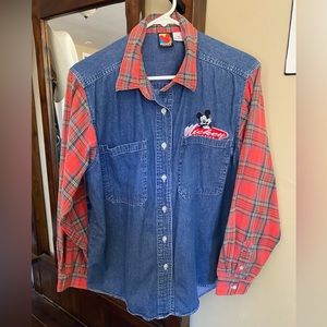 Rare/ Vintage “Mickey Unlimited” Disney Classic Denim & Plaid Shirt- Medium